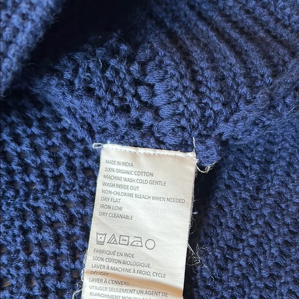 PrAna Sugar Beach Navy Blue Women's Sweater 100% Organic Cotton Beach Sz M EUC - Picture 6 of 10